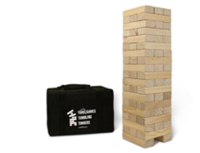 giant tumbling timbers game stacked with carrying case