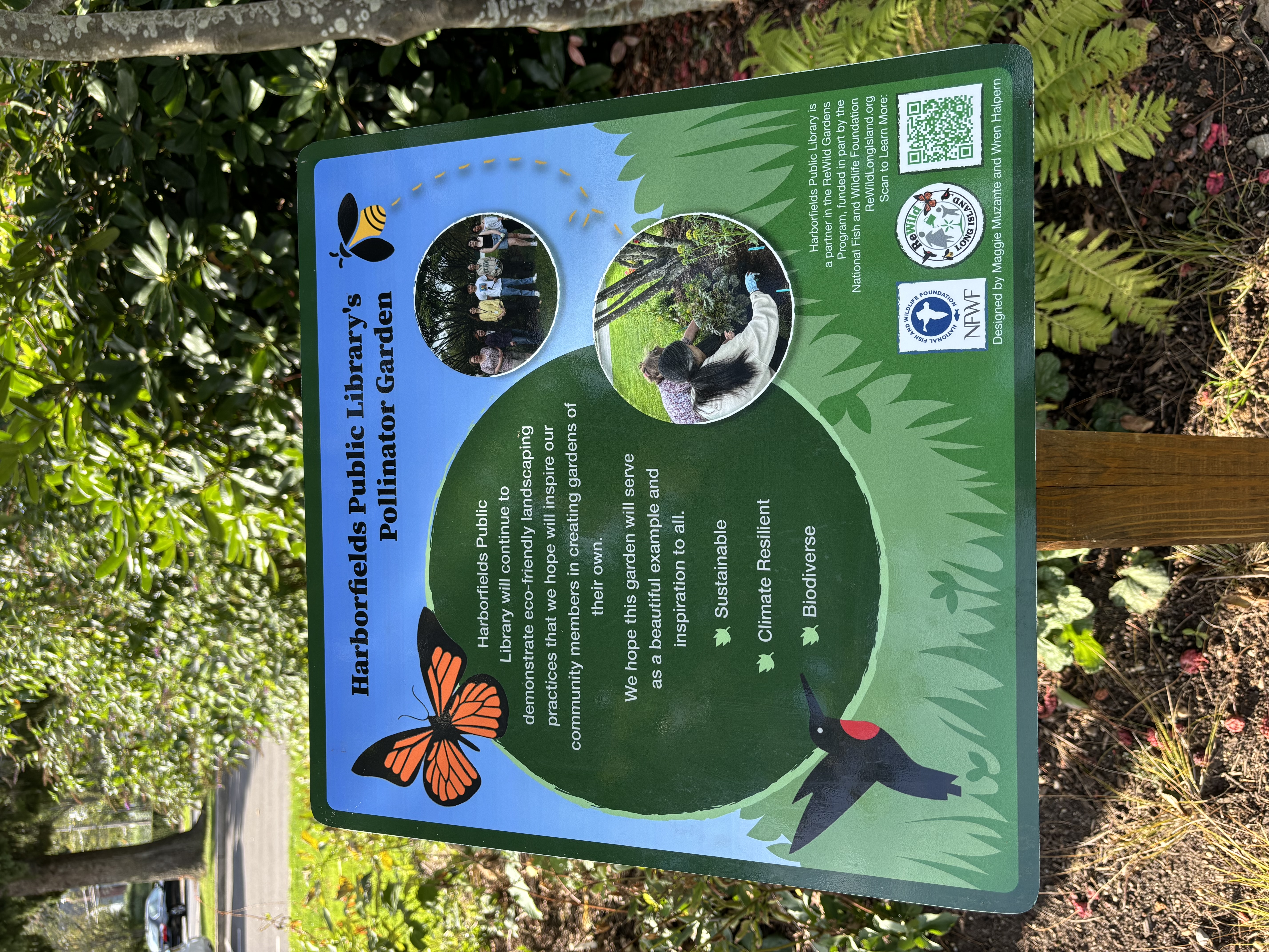 ReWild Long Island: Community Gardens Program, Harborfields Public Library garden sign