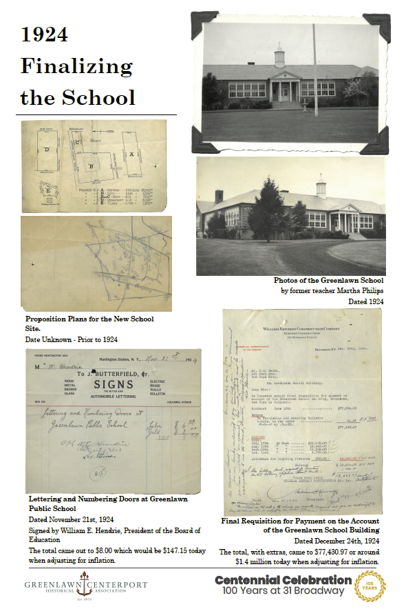 1924 Finalizing the School - 31 Broadway Centennial Celebration