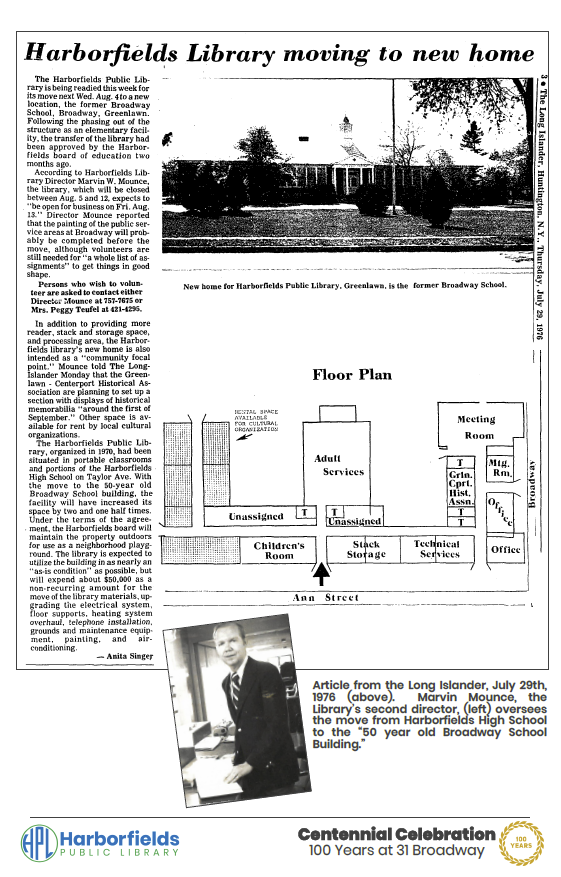 Library Moving to New Home - 31 Broadway Centennial Celebration