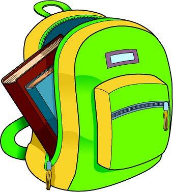 Backpack with books coming out of it