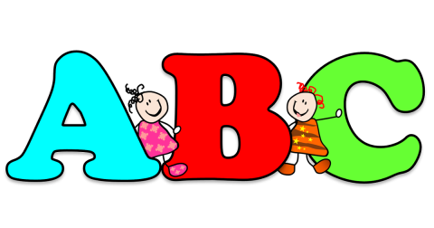 Letter A, B, and C with children