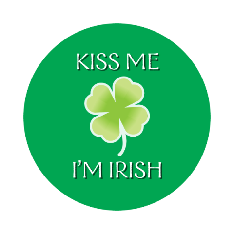 kiss me i'm Irish green circle with shamrock 