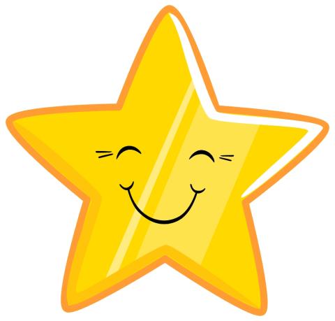 gold star with smiling face