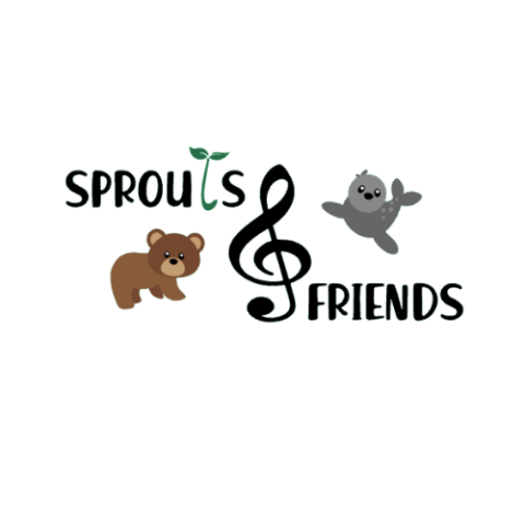 Sprouts and Friends written out with a bear and seal