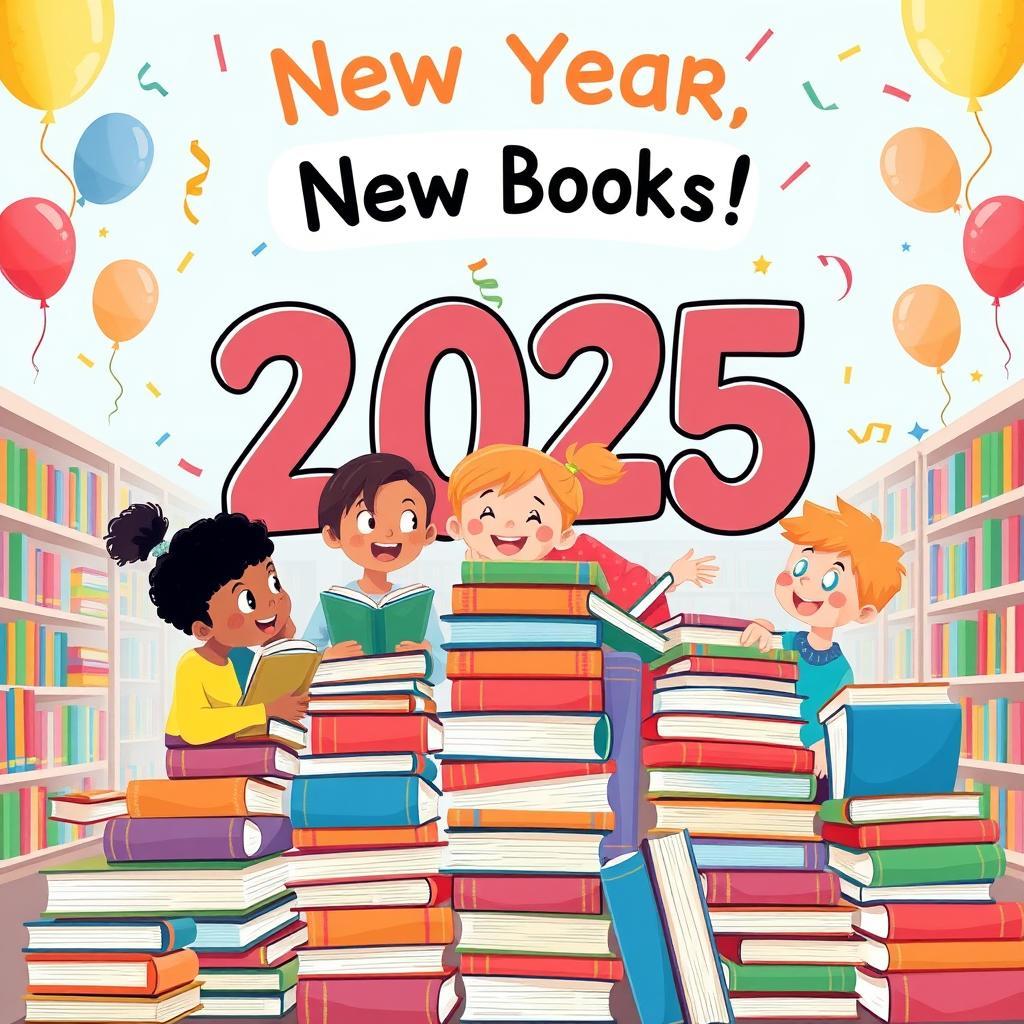 kids with new books for the new year