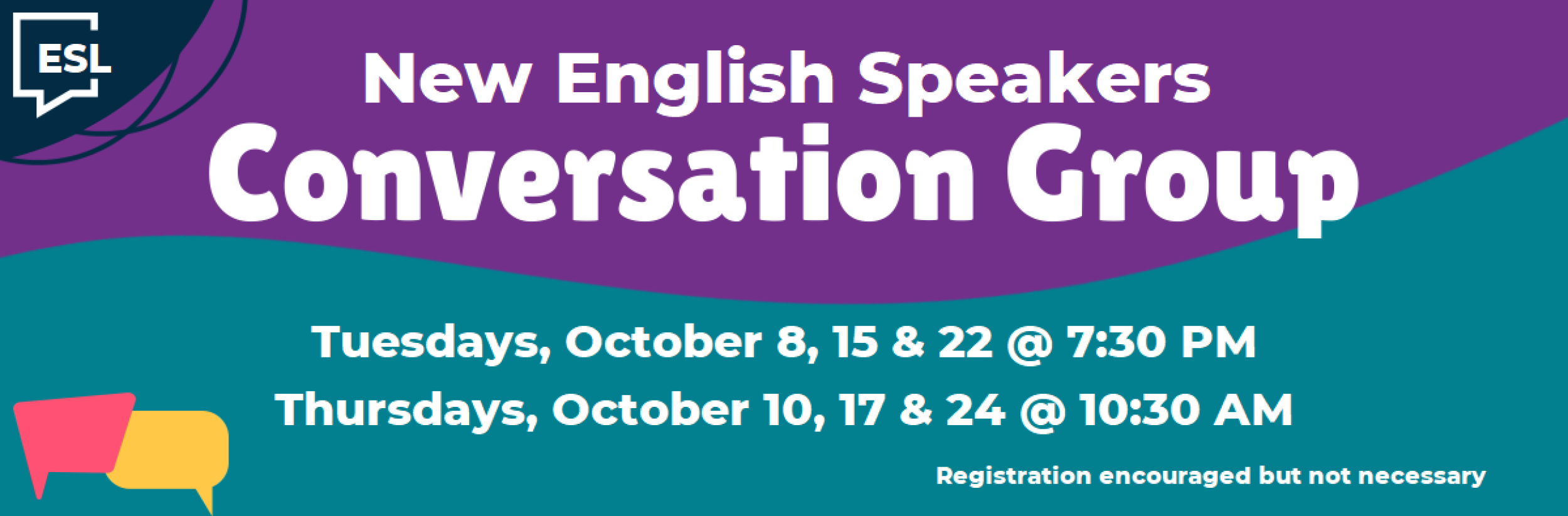 Image for "New English Speakers Conversation Group October 2024"